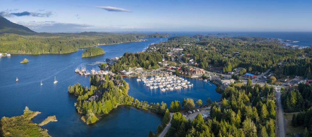 Aerial ucluleet harbour for paddleboarding overview