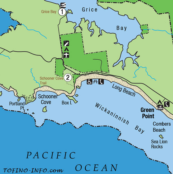 Map 2: Grice Bay, Schooner Cove, Long Beach and Green Point
