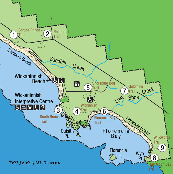 Map 3: Combers Beach, Wickaninnish Beach and Florencia Bay