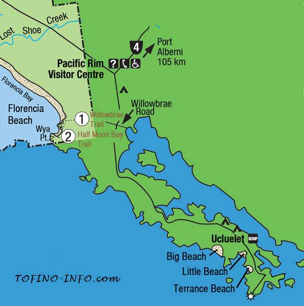 Map 4, Ucluelet: Florencia Beach, Half Moon Bay, Big Beach and Terrace Beach