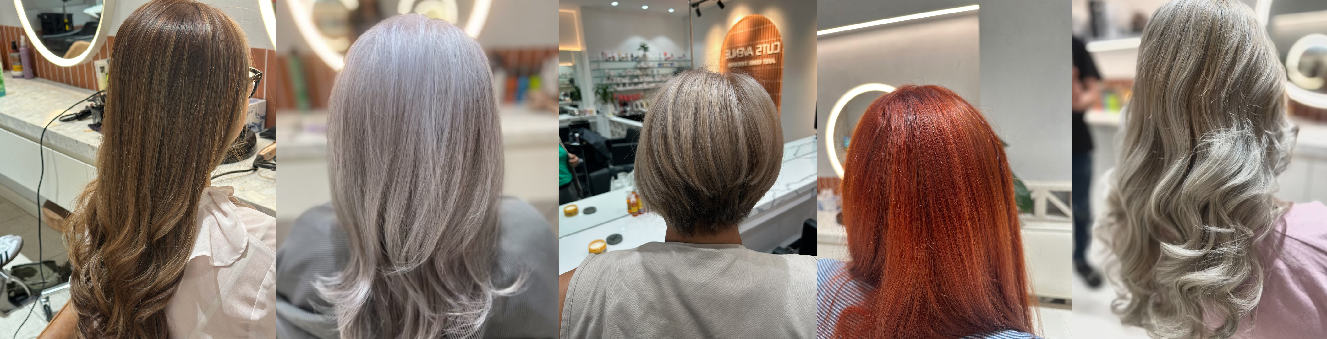 Montage of coloured and styled hair from Cuts Avenue Salon in Chatswood