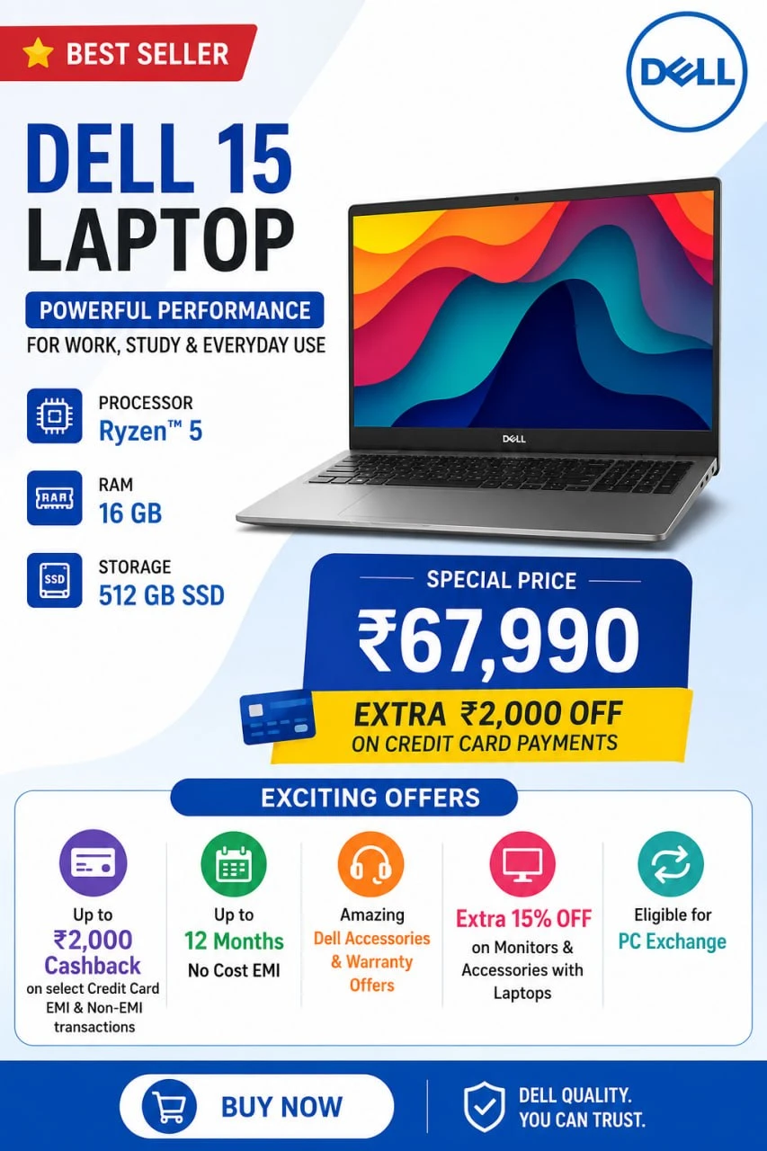 **🔥** Dell 15 Laptop 💻