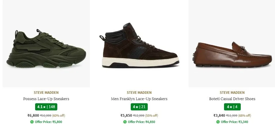 Ajio | Steve Madden, Dune London min 50%