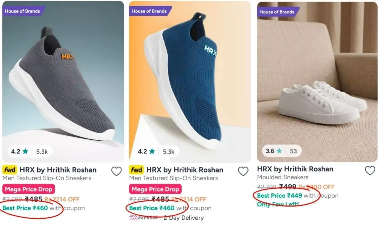 HRX Sneakers From ₹460