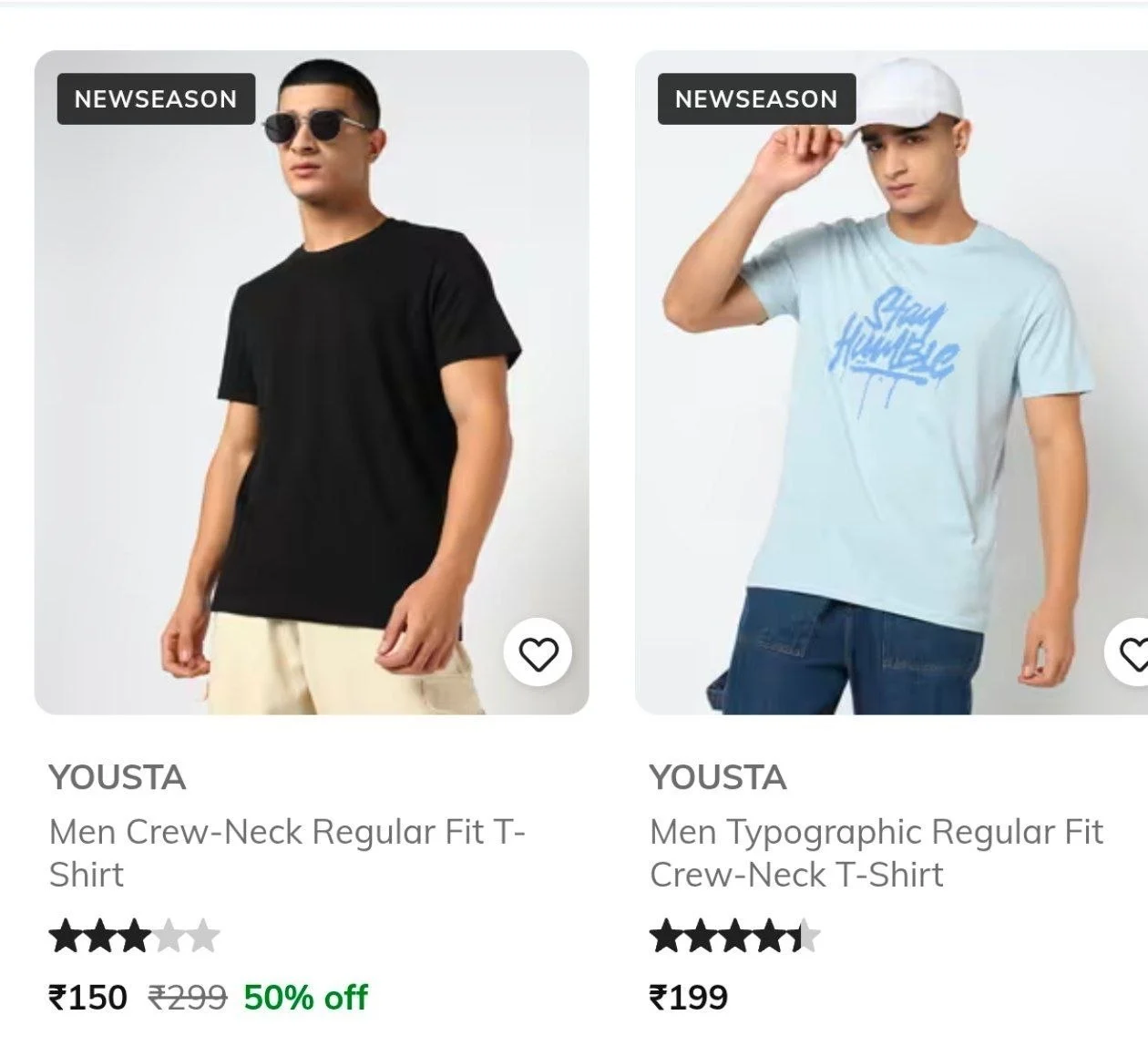 AJIO : Upto 75% Off On T-shirts.