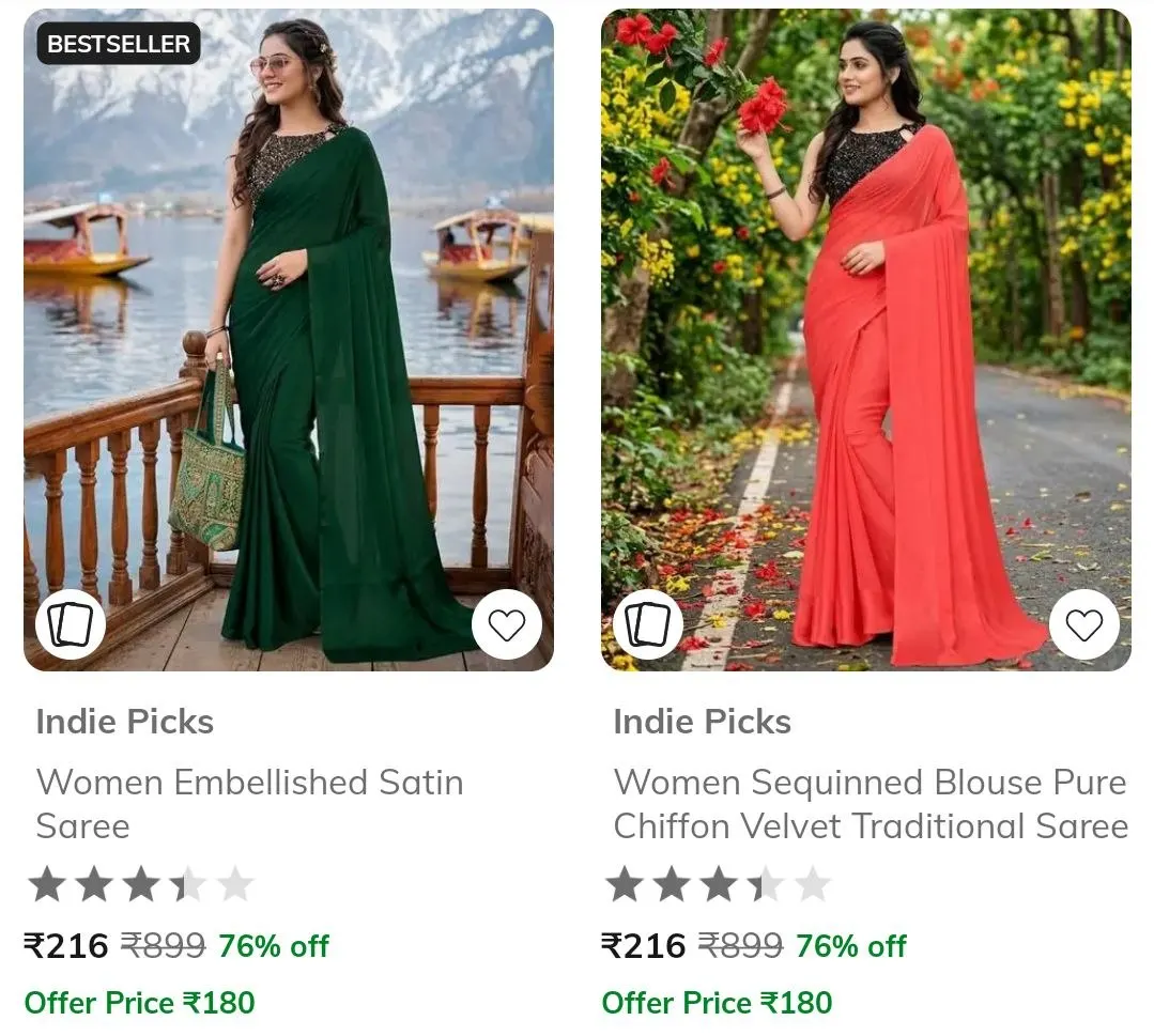 Ajio | WOMEN'S Sarees Starting @ just 216