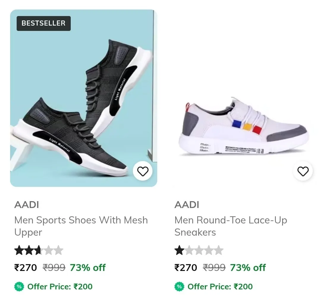 Combo Deal – AJIO  Upto 90% Off  Men's Footwear Sports Shoes, AJIO  Upto 90% Off  Men's Footwear Casual Shoes, AJIO  Upto 90% Off  Men's Footwear Sandals