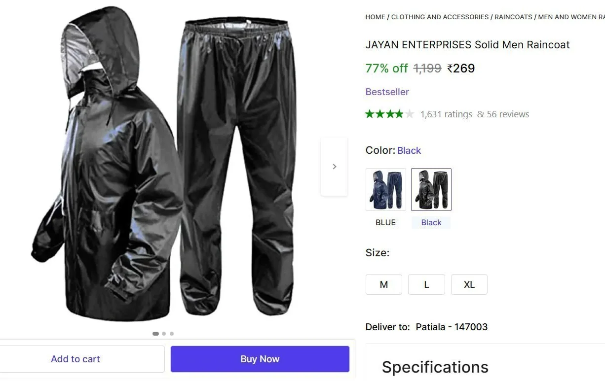 Full Body Raincoat at ₹269