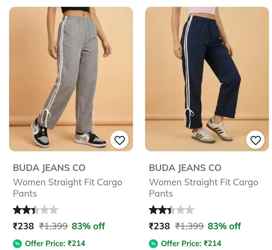 AJIO : Women's Cargo Pants Starts @238