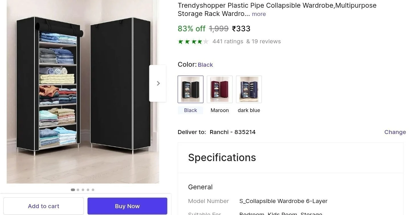 Foldable Wardrobe at ₹333