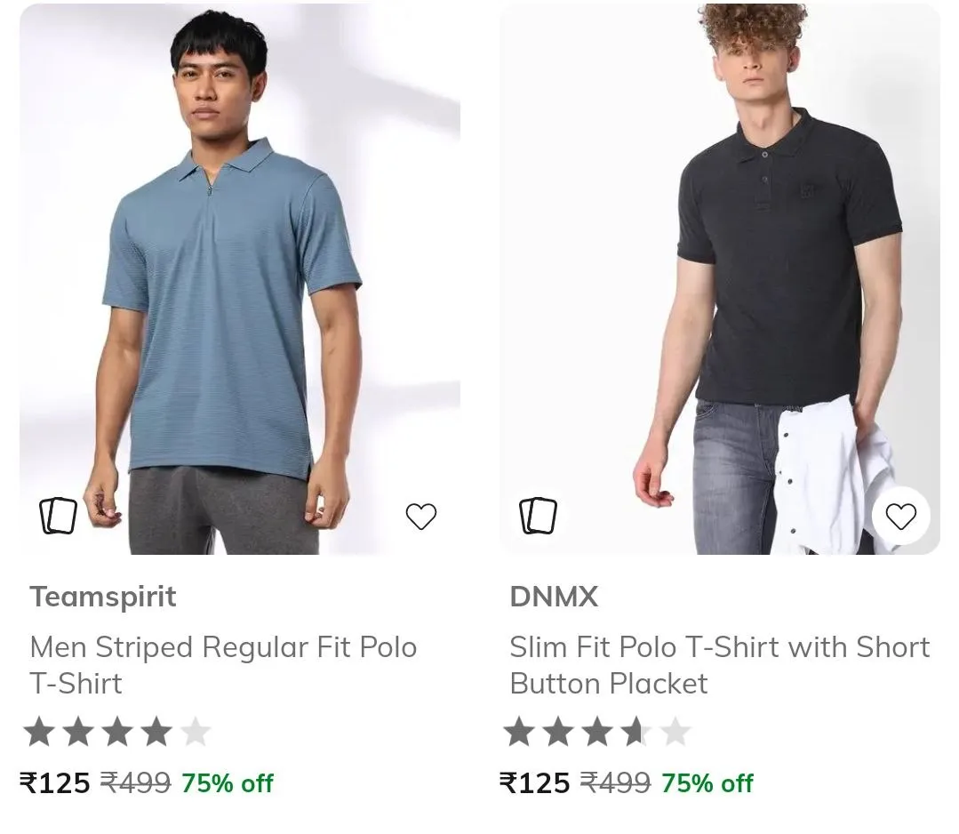 Combo Deal – AJIO Loot  Men Polo Tshirts Starts at 125. Women, AJIO Loot  Men Polo Tshirts Starts at 125. Men, AJIO Loot  Men Polo Tshirts Starts at 125. Boys, AJIO Loot  Men Polo Tshirts Starts at 125. Girls & 1 more