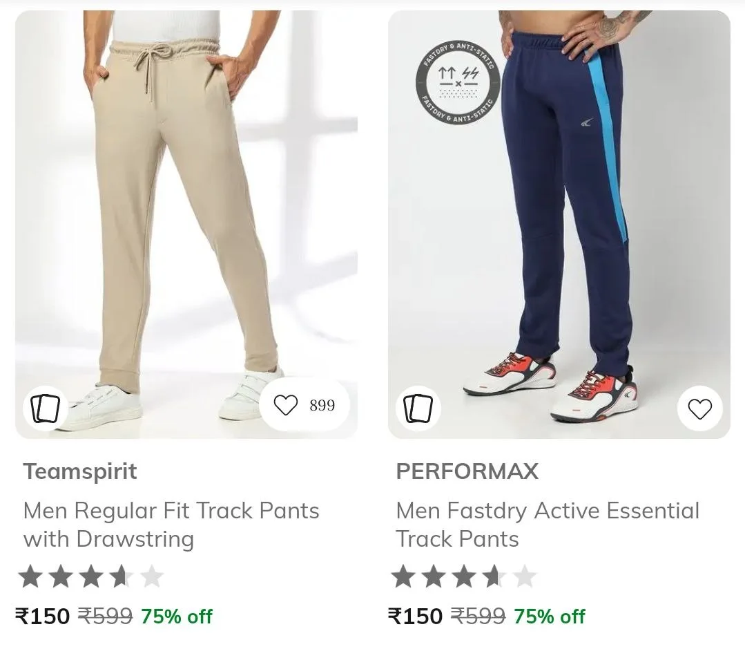 Ajio | Upto 75% Off On Track Pants Starts at Rs.150