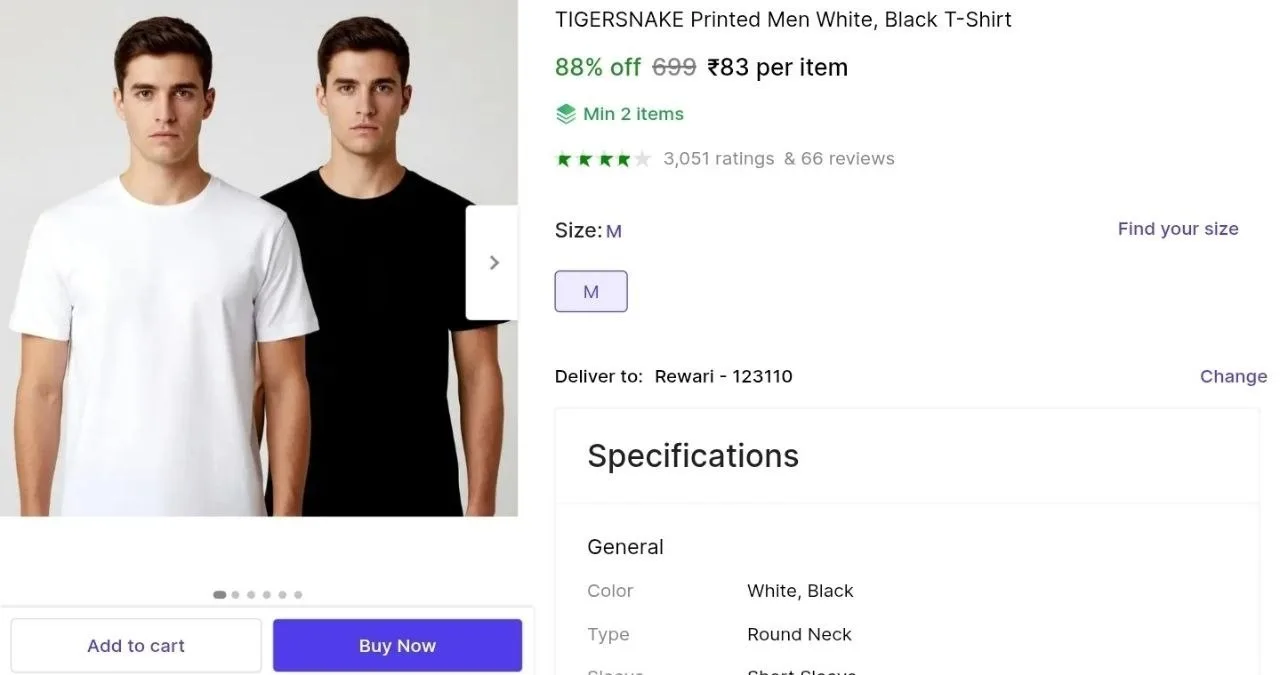 Men's Solid T-Shirt at ₹83