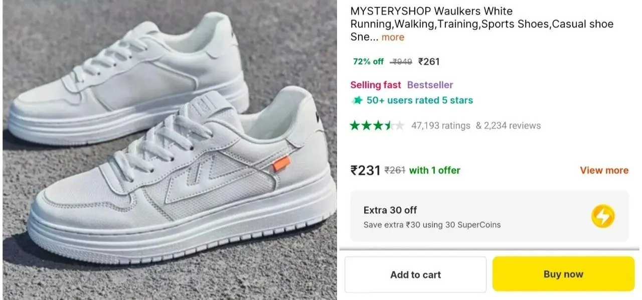 Men's White Sneakers at ₹261