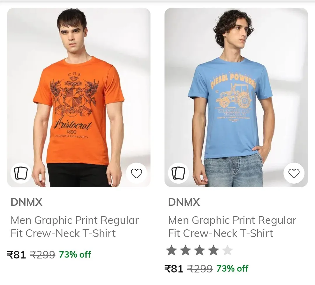 Combo Deal – AJIO  Tshirts Starts @80 Men's, AJIO  Tshirts Starts @80 Women, AJIO  Tshirts Starts @80 Men, AJIO  Tshirts Starts @80 Women
