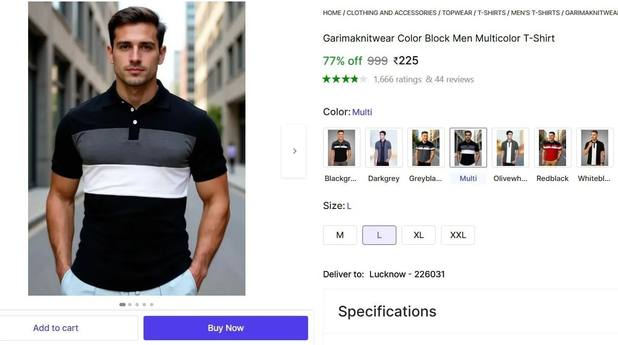 Color Block Men Red T-Shirt @ ₹225