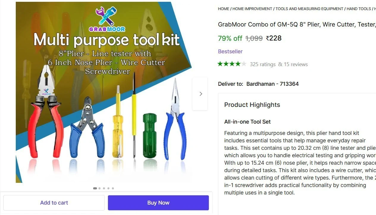 Hand Tool Kit (5 Tools) @ ₹228