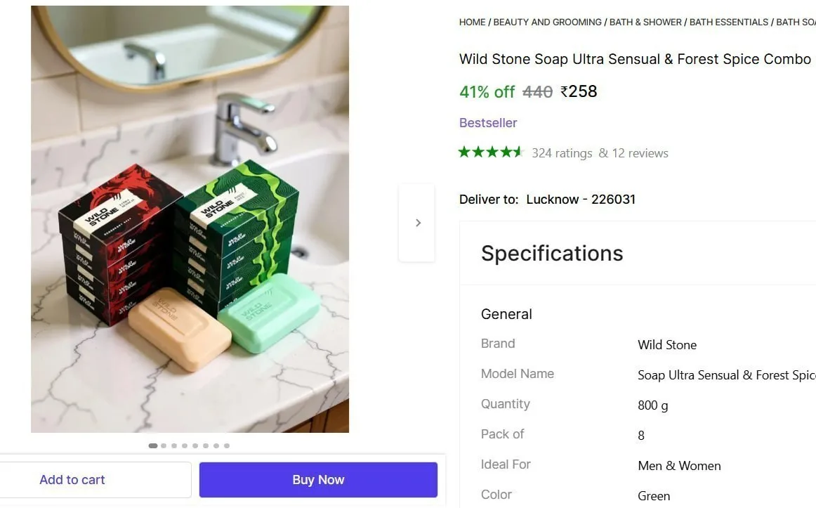 Wild Stone Soap 100gm Each | (8 x 100 g) @ ₹258