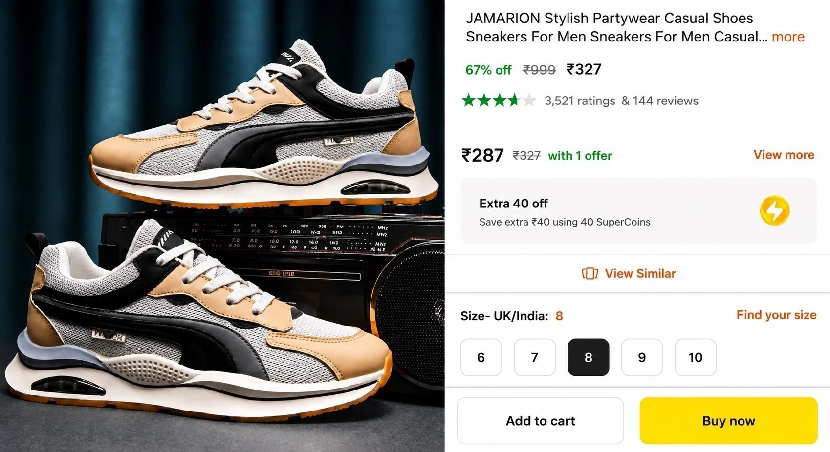 Men's Sneakers at ₹327