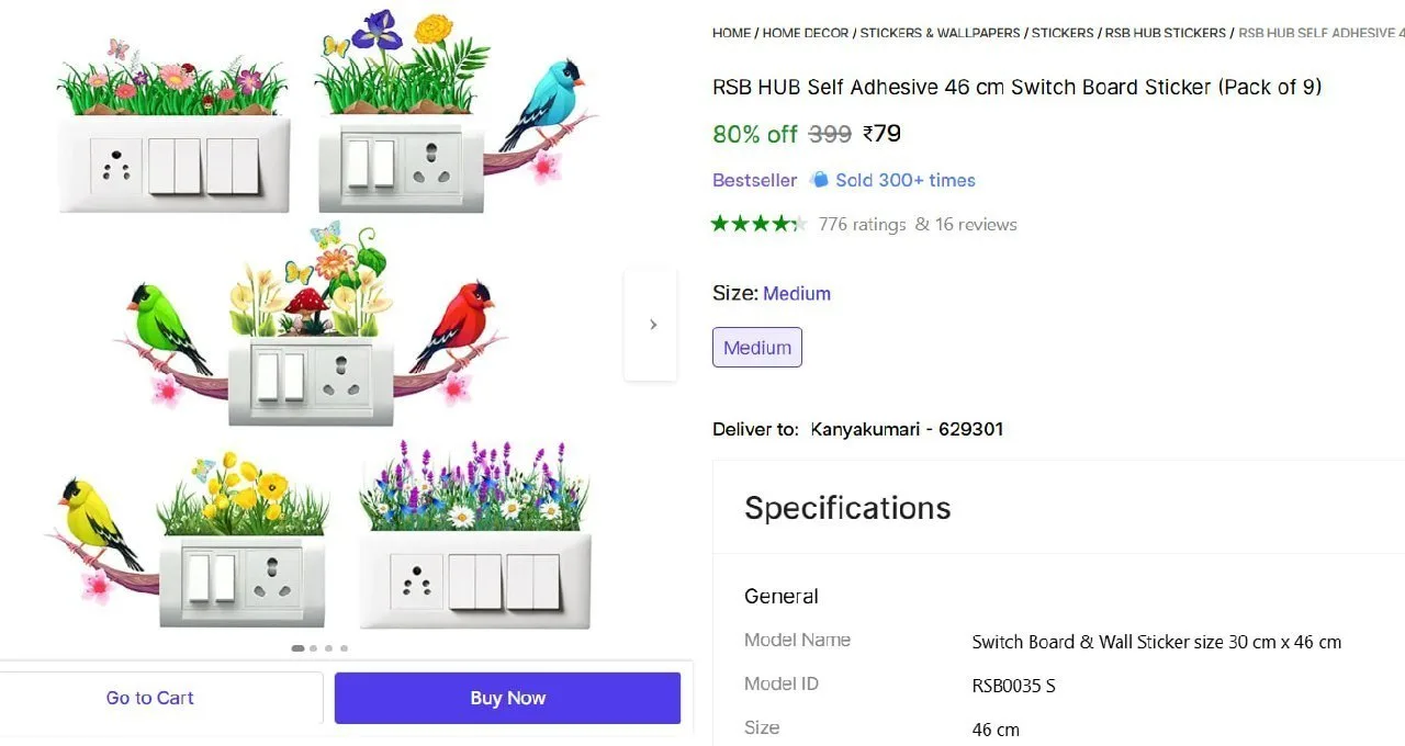 Switch Board Sticker (Pack of 9) @ ₹79