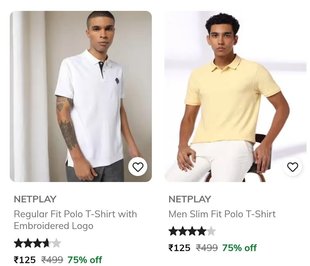 Combo Deal – AJIO  Upto 75% Off On NETPLAY Clothing. Tshirts, AJIO  Upto 75% Off On NETPLAY Clothing. Shirts, AJIO  Upto 75% Off On NETPLAY Clothing. Trousers, AJIO  Upto 75% Off On NETPLAY Clothing. Sweaters/Sweatshirts & 1 more