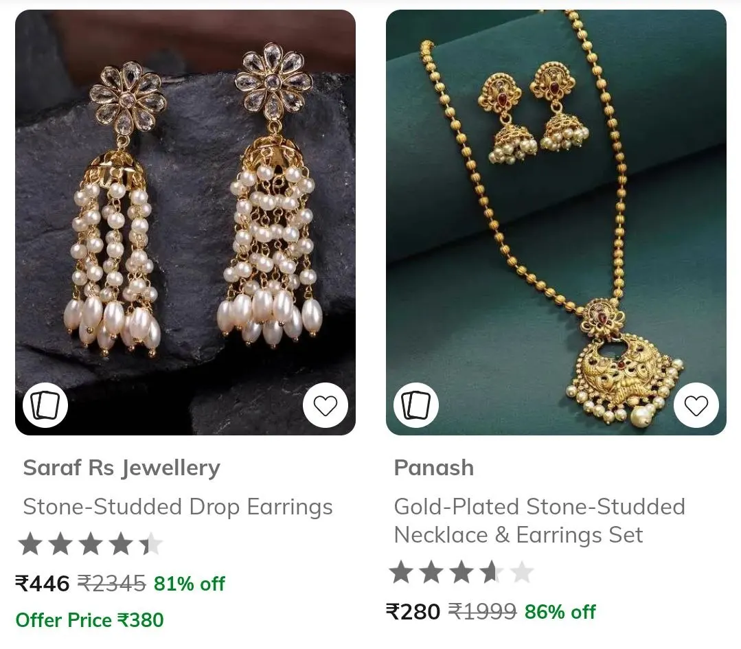 Ajio |💍🎊Jewellery Rubans, Panash & More Min 80% Off