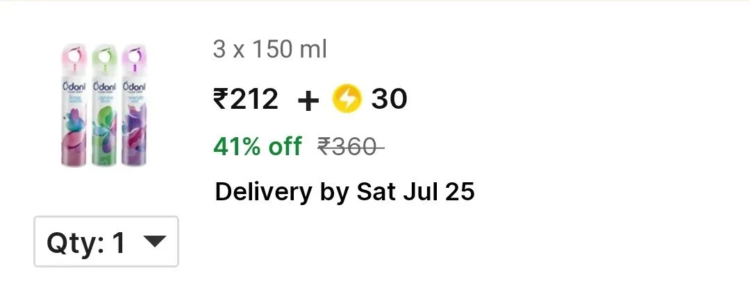 Odonil Room Freshener (3x150 ml) at ₹212 + SC