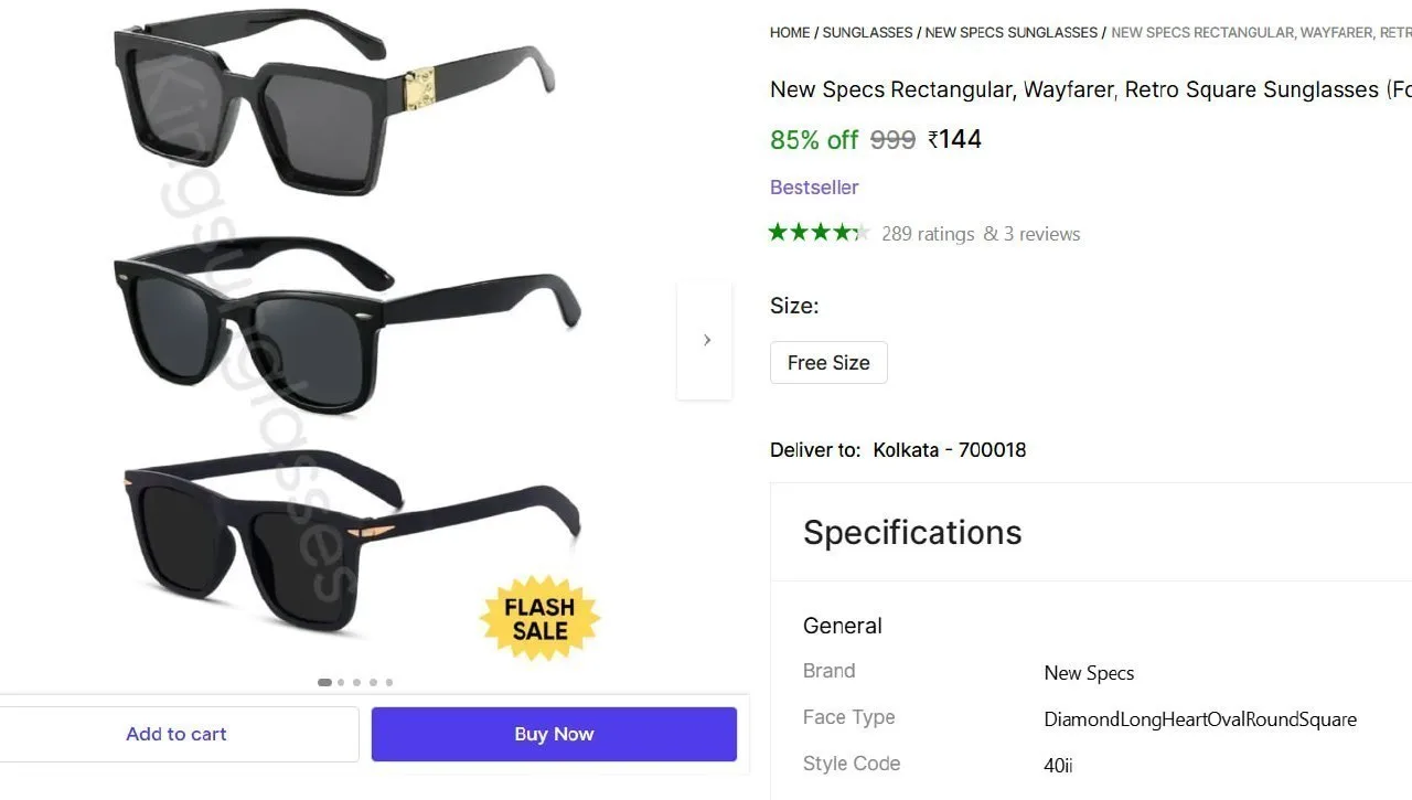 Pack of 3 Sunglasses at ₹144