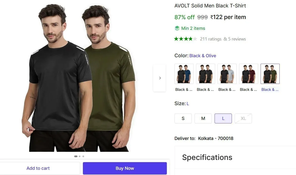 Men Solid T-Shirt @ ₹122