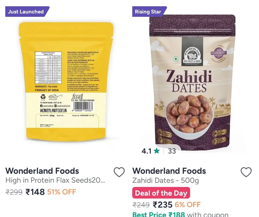 Myntra | Wonderland Foods Gourmet Dried fruits starting at 150/-