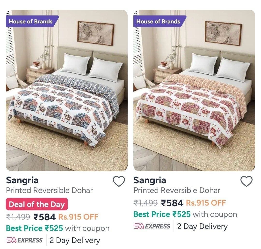 Myntra | Premium Pure Cotton Blankets Quilts and Dohars starting at 584/- + Additional Discount 🛏️✨