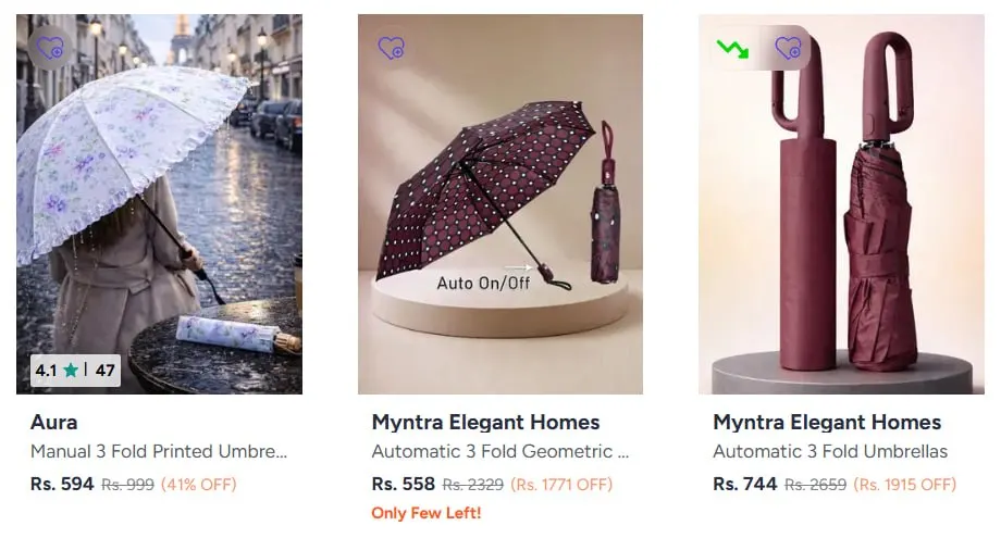 **Myntra | Umbrella Starting at 465/-  + Additional Coupon **