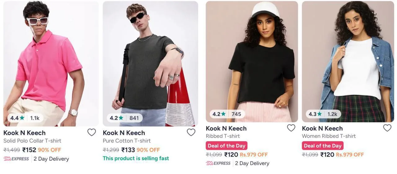 Myntra Loot : Upto 90% Off On Kook N Keech T-Shirt.