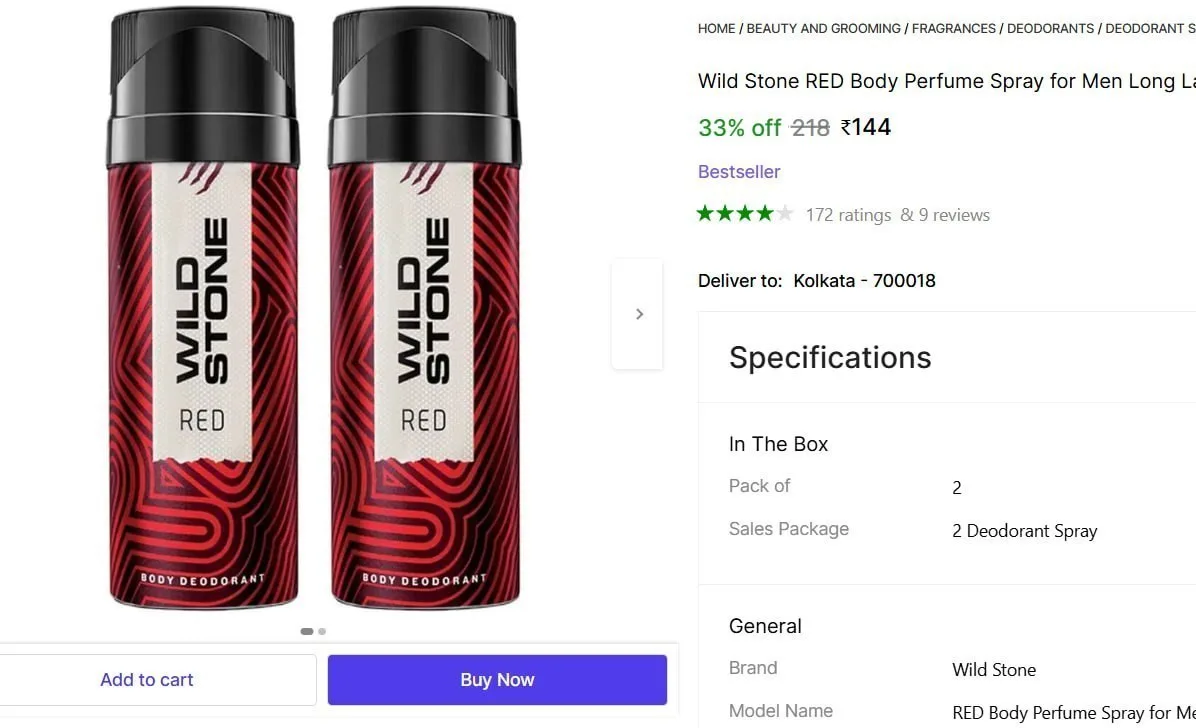 Wild Stone Deo (100 ml, Pack of 2) @ ₹144