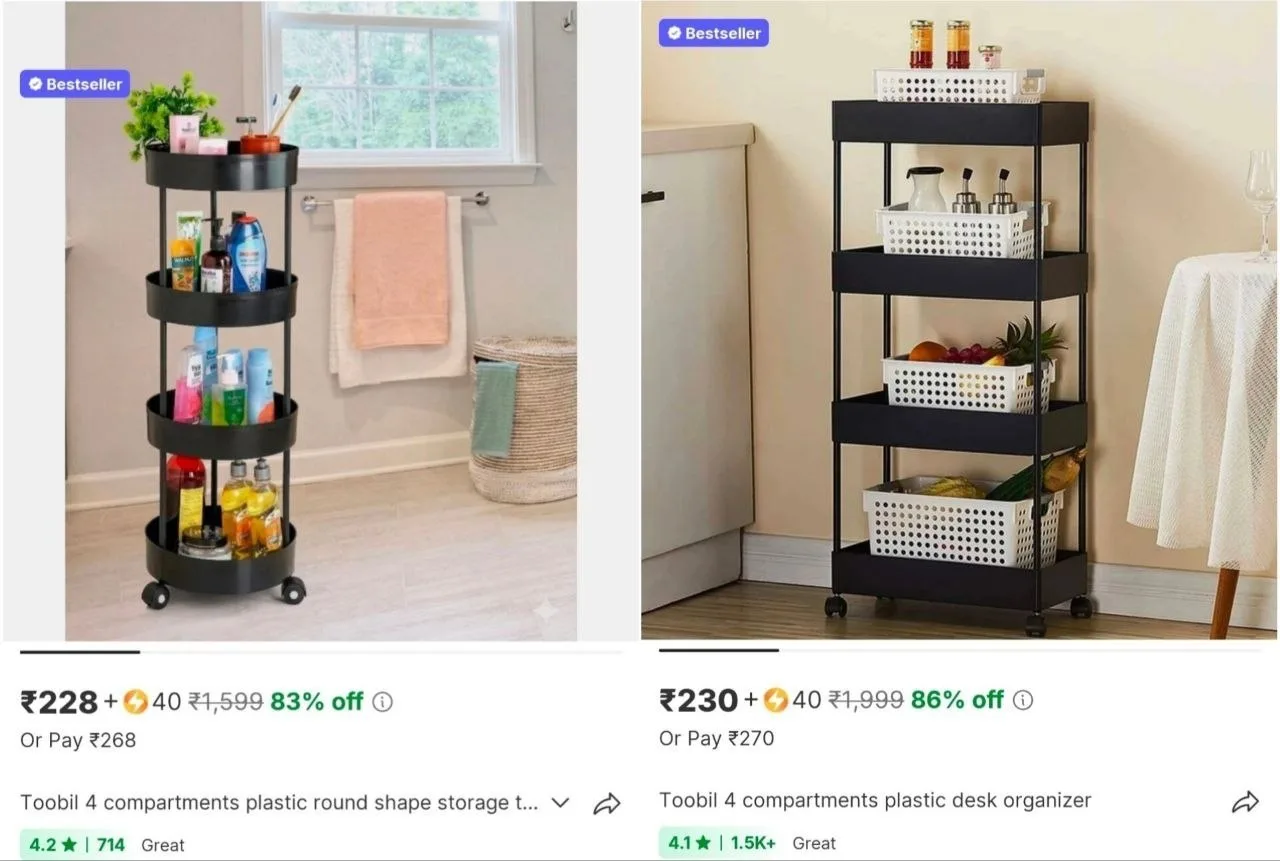 4 Tier Round Trolley at ₹228+40 SC