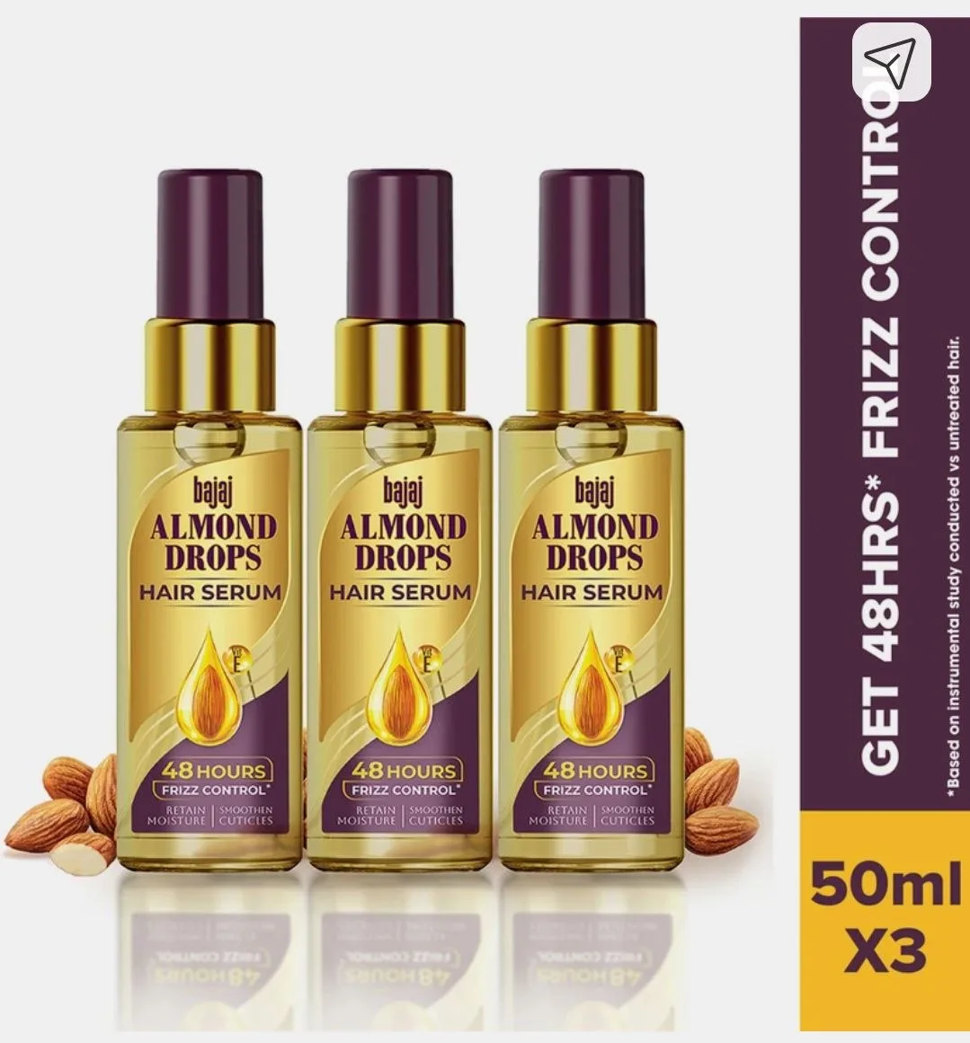 Flipkart | Pack Of 3 Bajaj Almond Drops Hair Serum at 261.