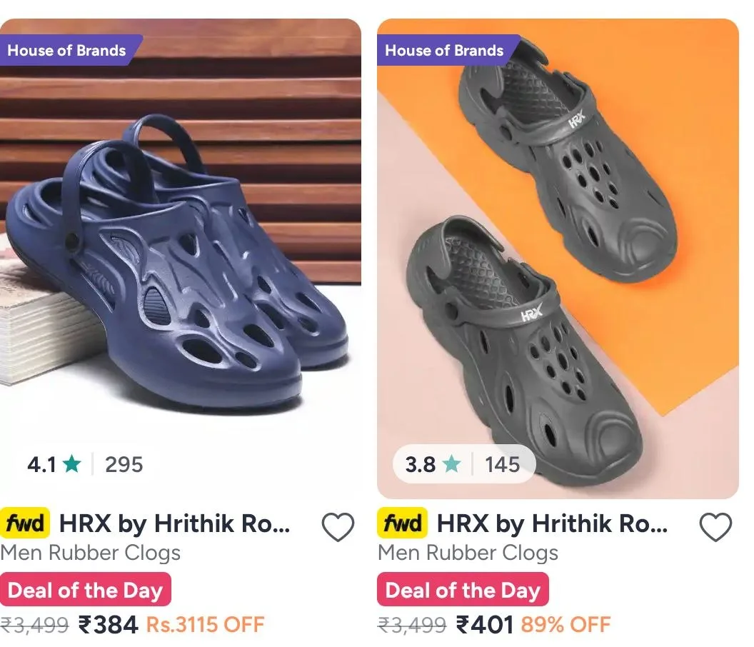 Combo Deal – Myntra  Upto 89% Off On HRX Footwear. Men's, Myntra  Upto 89% Off On HRX Footwear. Women's, Myntra  Upto 89% Off On HRX Footwear. Shoes