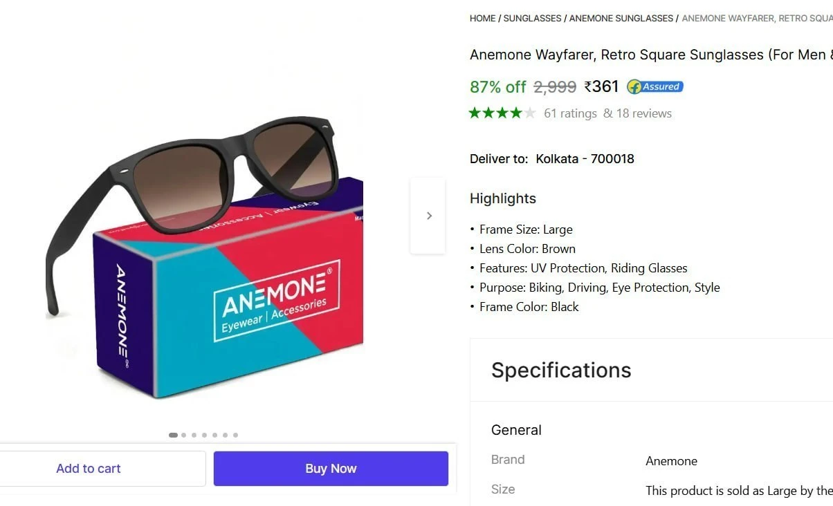 Retro Square Sunglasses @ ₹361