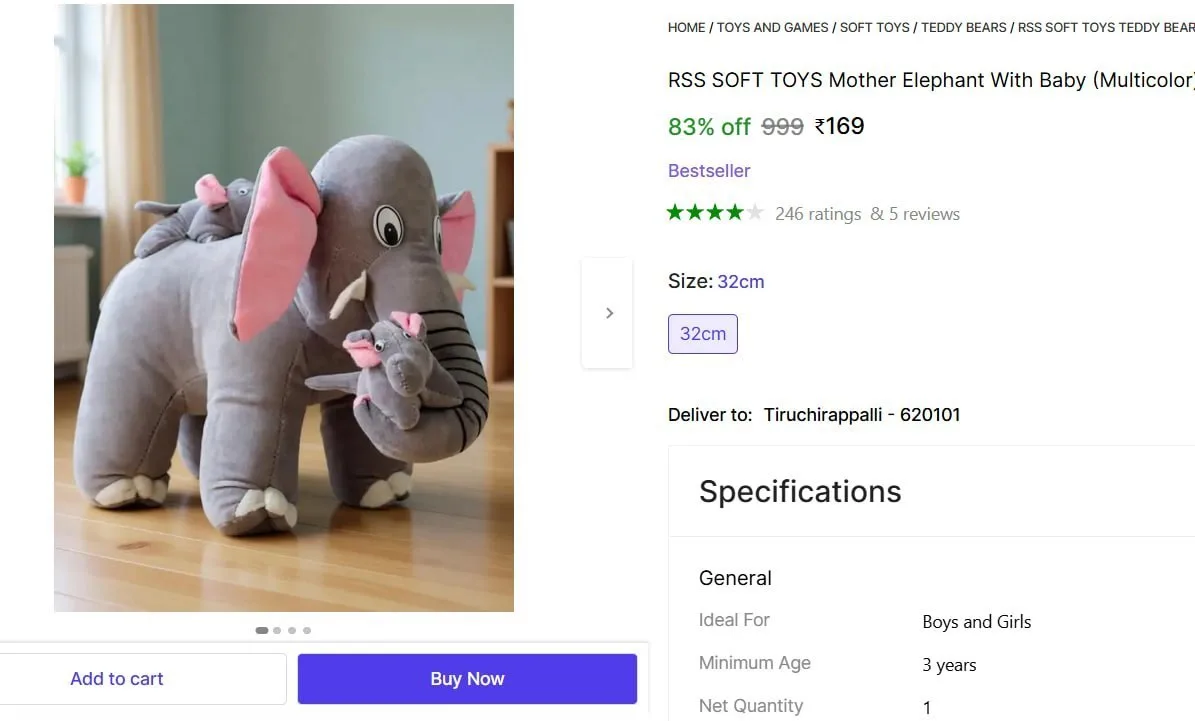 Mother Elephant With Baby @ ₹169