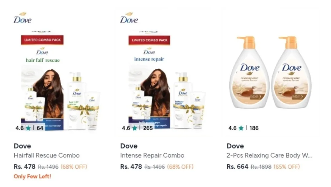 Myntra : Upto 65% Off : Dove Beauty Products.