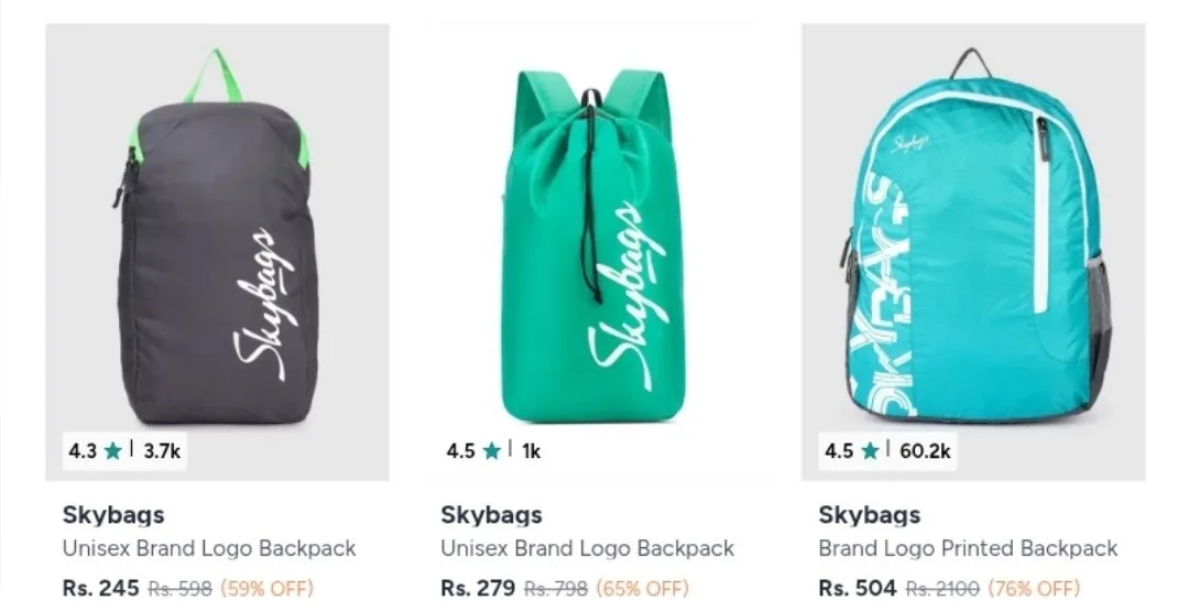 Skybags Bagpack Starts @245