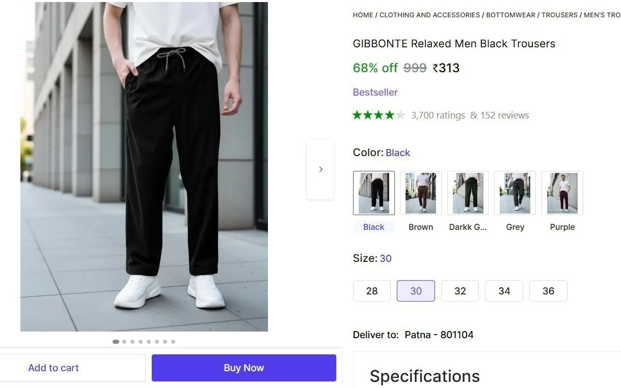 Shopsy | Trousers  ₹313