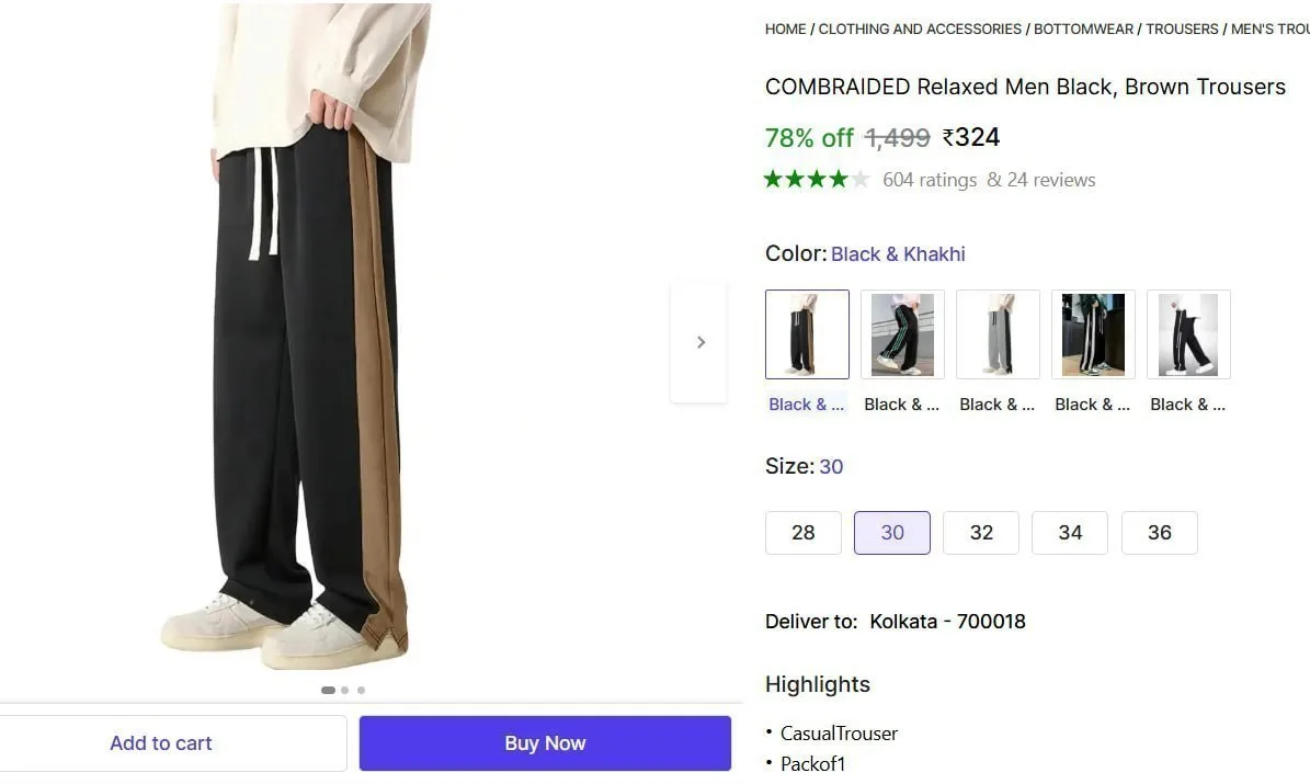 Shopsy | Men's Black Trousers  ₹324