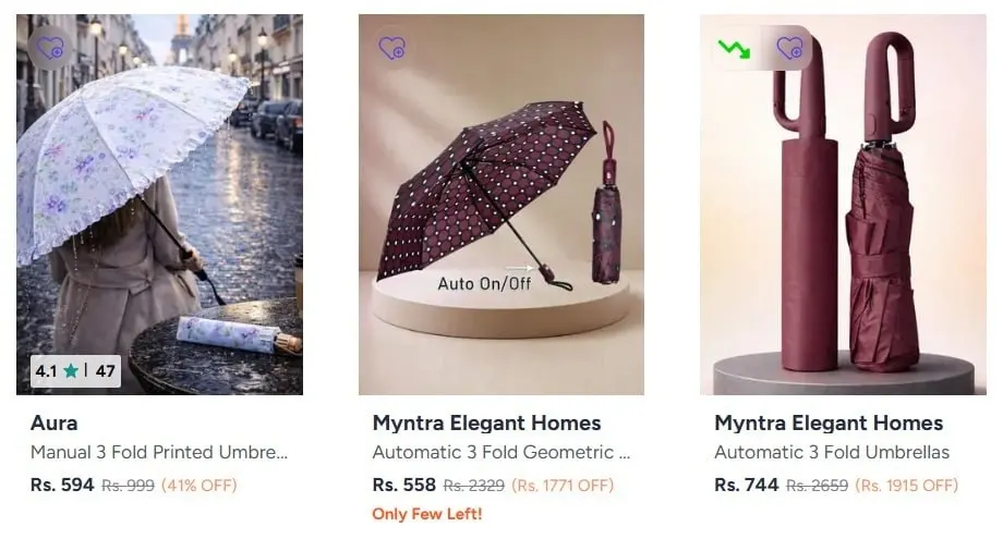 **Myntra | Umbrella Starting at 465/-  + Additional Coupon **