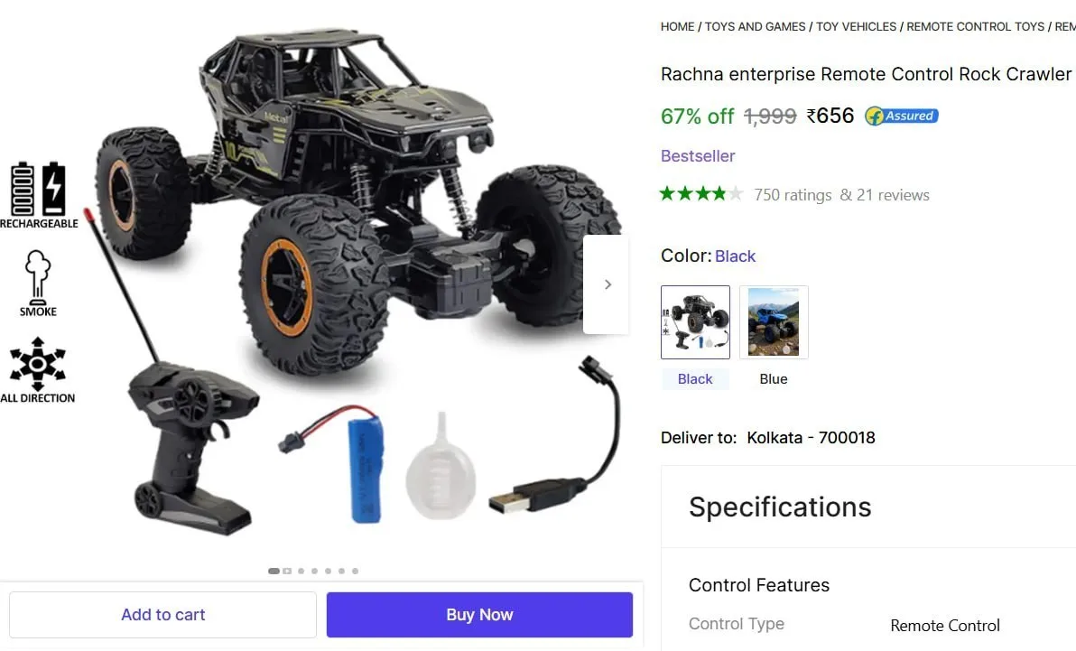 Remote Control Rock Crawler Car Toy @ ₹656