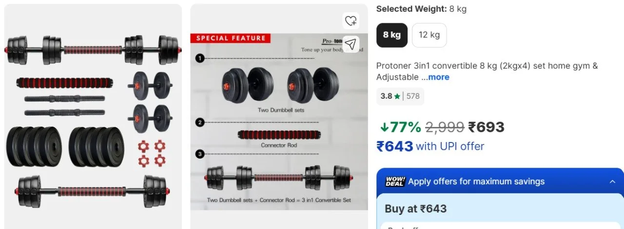 Flipkart | Flat 77% Off on Home gym set now at 693 📈✅