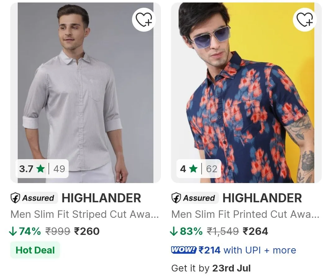 Flipkart | Upto 86% Off : Highlander Shirts.