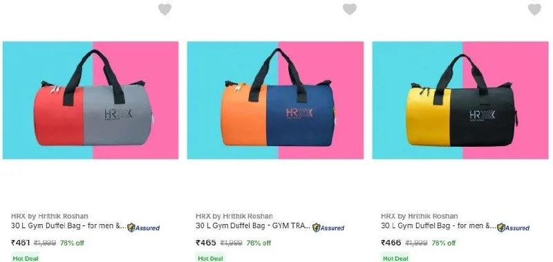 Flipkart | Upto 80% Off On Hrx By Hrithik Roshan Duffel Bags