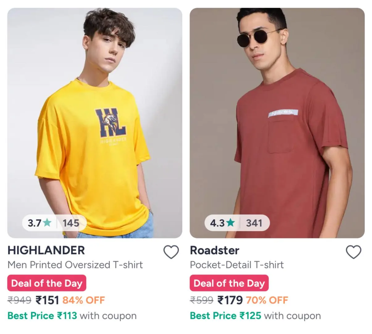 Oversized Tshirt For men's Starts ₹151
