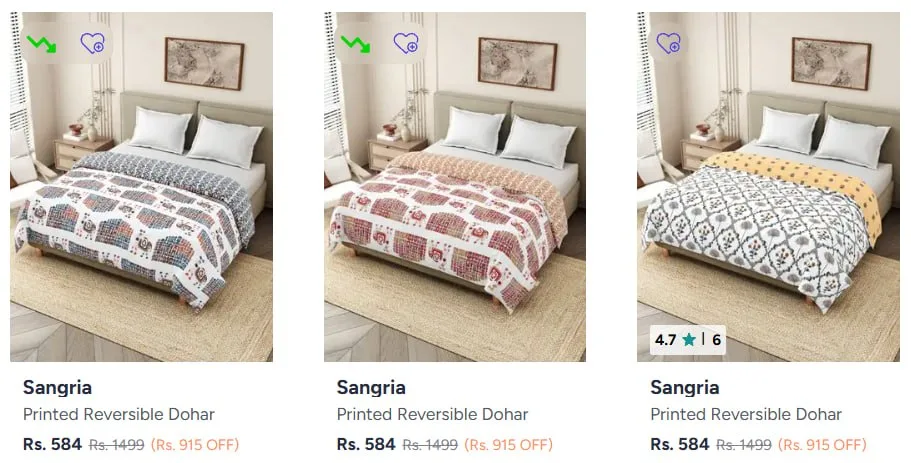 **Myntra | Premium Pure Cotton Blankets Quilts and Dohars starting at 584/- + Additional Discount**